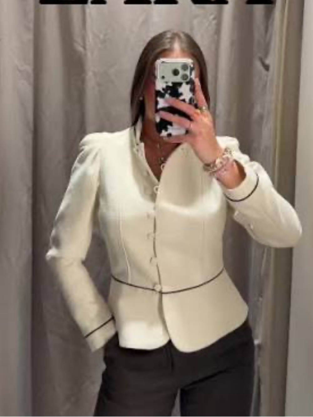 ZARA TAILORED CONTRAST PIPING BLAZER - Picture 3 of 11